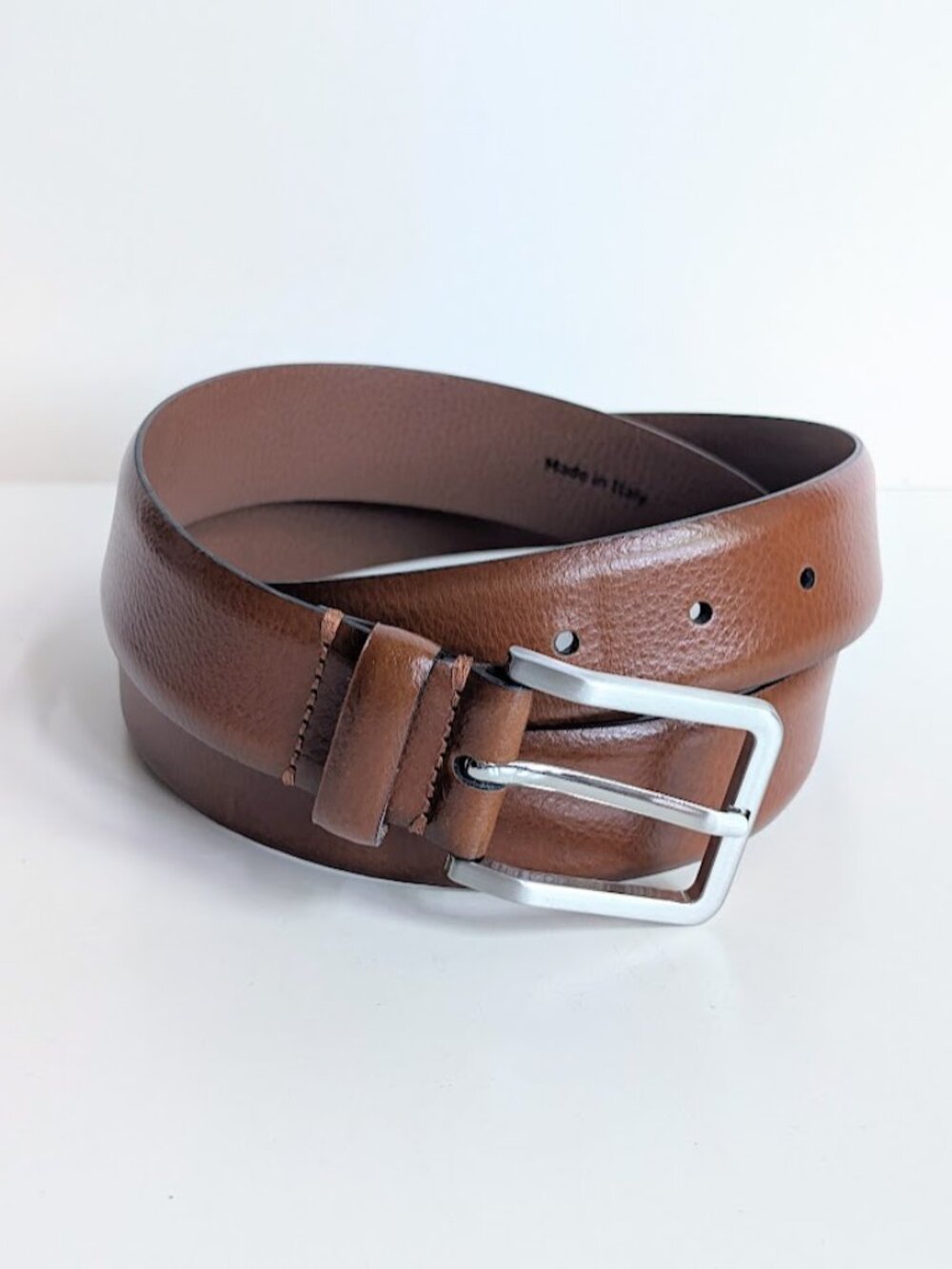 Johnston & Murphy Tan Italian Grain Leather Belt Sz:36 EUC